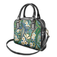 Personalised Hawaii Tribal Humpback Whale Shoulder Handbag Omaomao Hibiscus Seamless Pattern