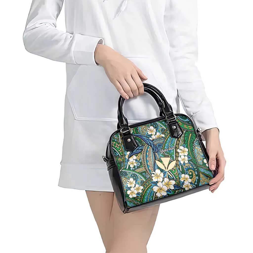 Personalised Hawaii Tribal Humpback Whale Shoulder Handbag Omaomao Hibiscus Seamless Pattern