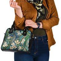 Personalised Hawaii Tribal Humpback Whale Shoulder Handbag Omaomao Hibiscus Seamless Pattern
