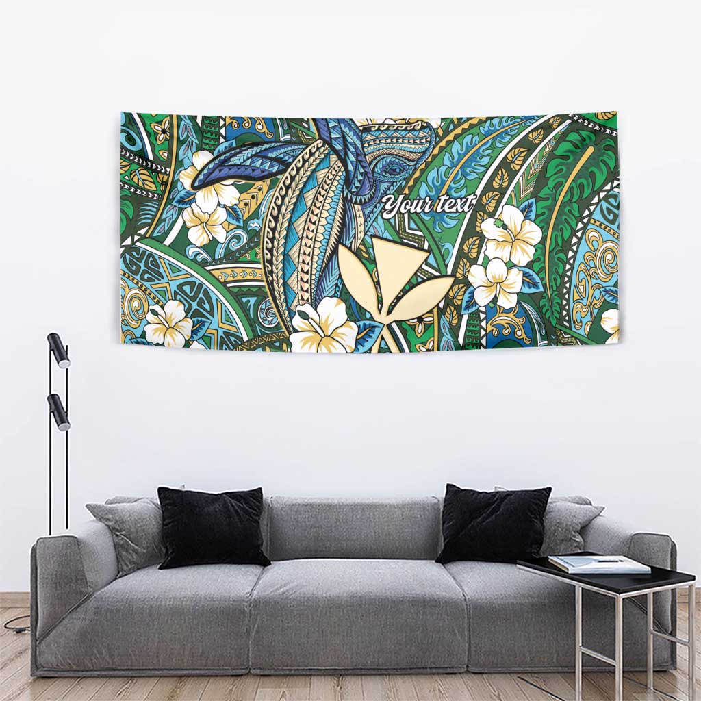 Personalised Hawaii Tribal Humpback Whale Tapestry Omaomao Hibiscus Seamless Pattern