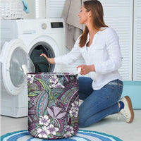 Personalised Hawaii Tribal Humpback Whale Laundry Basket Poni Hibiscus Seamless Pattern