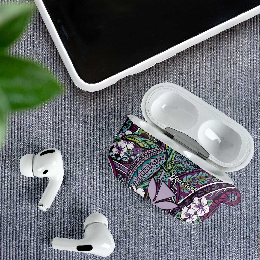 Personalised Hawaii Tribal Humpback Whale AirPods Case Poni Hibiscus Seamless Pattern