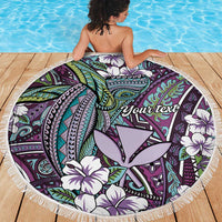 Personalised Hawaii Tribal Humpback Whale Beach Blanket Poni Hibiscus Seamless Pattern