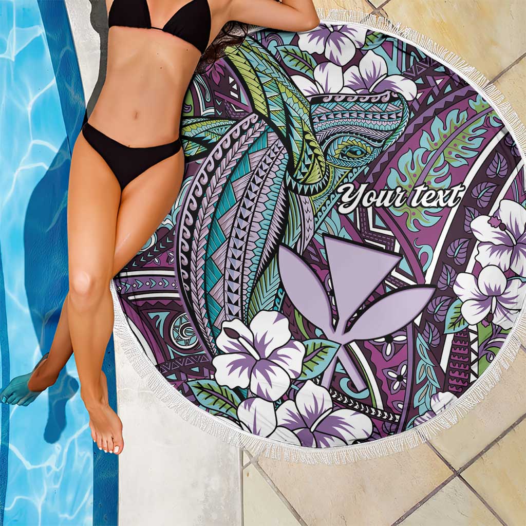Personalised Hawaii Tribal Humpback Whale Beach Blanket Poni Hibiscus Seamless Pattern