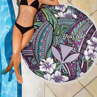 Personalised Hawaii Tribal Humpback Whale Beach Blanket Poni Hibiscus Seamless Pattern