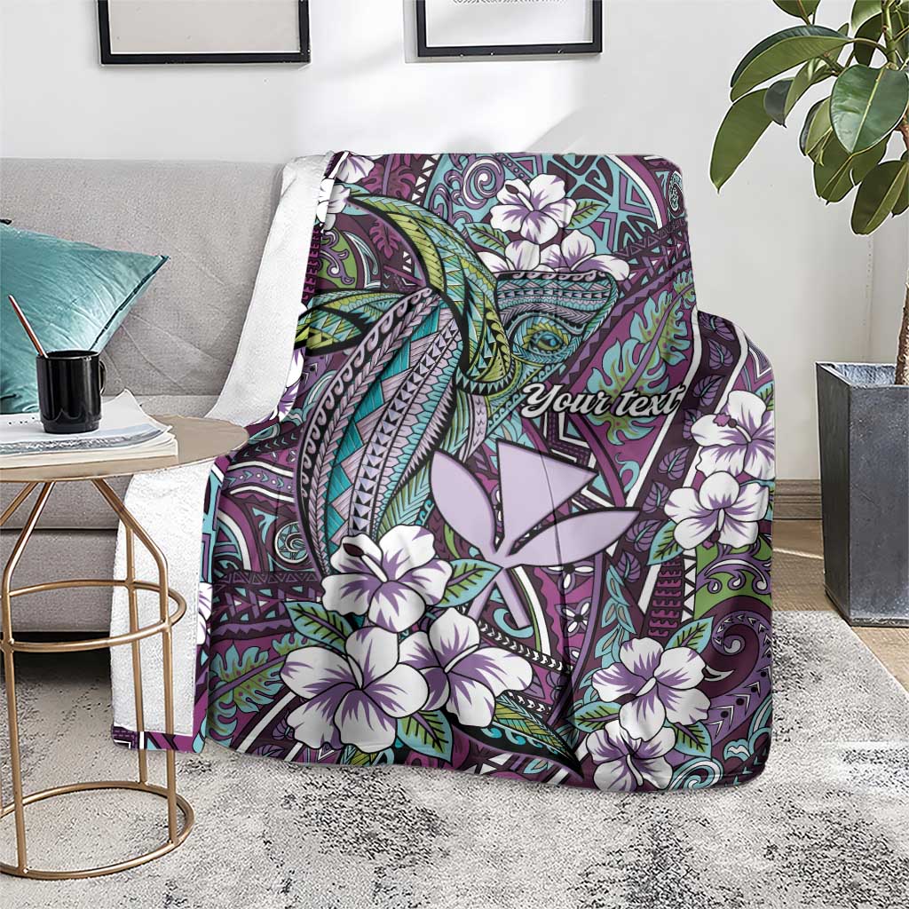 Personalised Hawaii Tribal Humpback Whale Blanket Poni Hibiscus Seamless Pattern