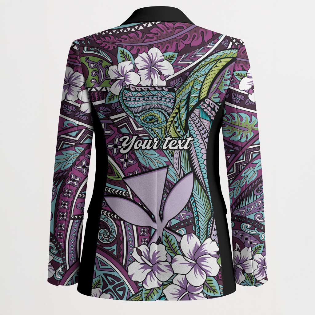 Personalised Hawaii Tribal Humpback Whale Blazer Poni Hibiscus Seamless Pattern