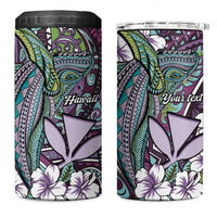 Personalised Hawaii Tribal Humpback Whale 4 in 1 Can Cooler Tumbler Poni Hibiscus Seamless Pattern