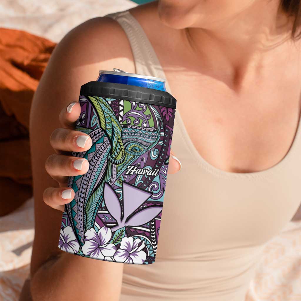 Personalised Hawaii Tribal Humpback Whale 4 in 1 Can Cooler Tumbler Poni Hibiscus Seamless Pattern