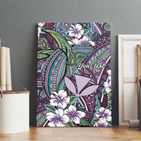 Personalised Hawaii Tribal Humpback Whale Canvas Wall Art Poni Hibiscus Seamless Pattern