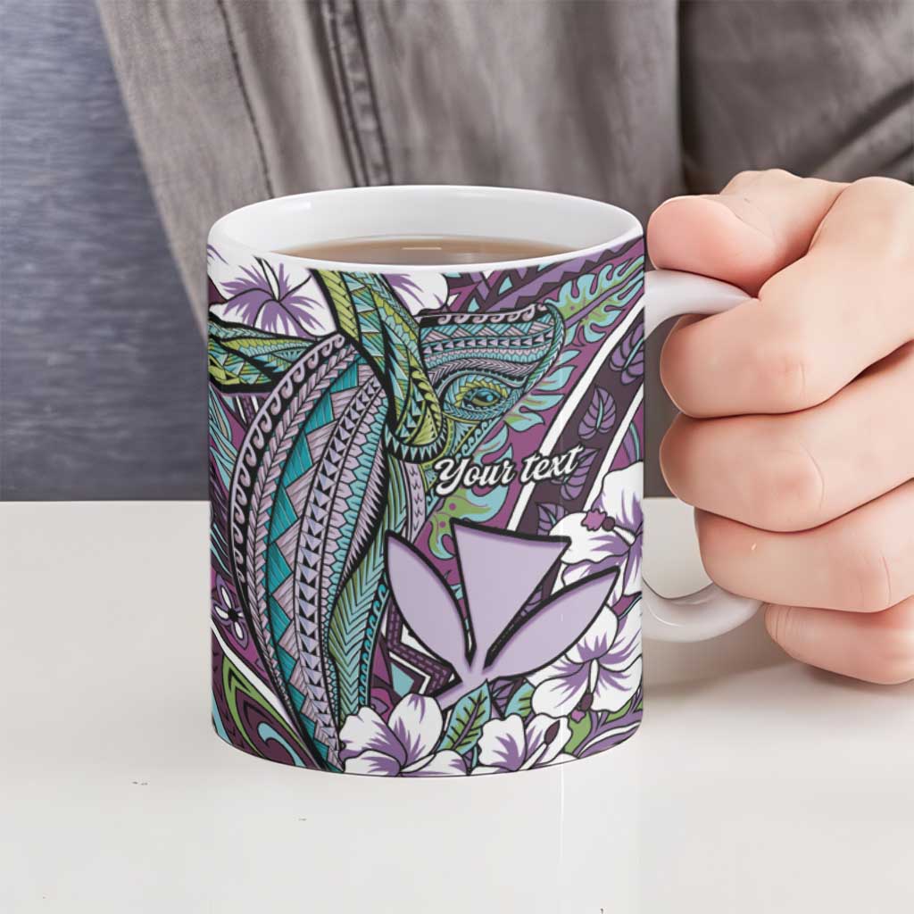 Personalised Hawaii Tribal Humpback Whale Ceramic Mug Poni Hibiscus Seamless Pattern