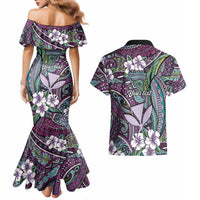 Personalised Hawaii Tribal Humpback Whale Couples Matching Mermaid Dress and Hawaiian Shirt Poni Hibiscus Seamless Pattern LT9 - Polynesian Pride