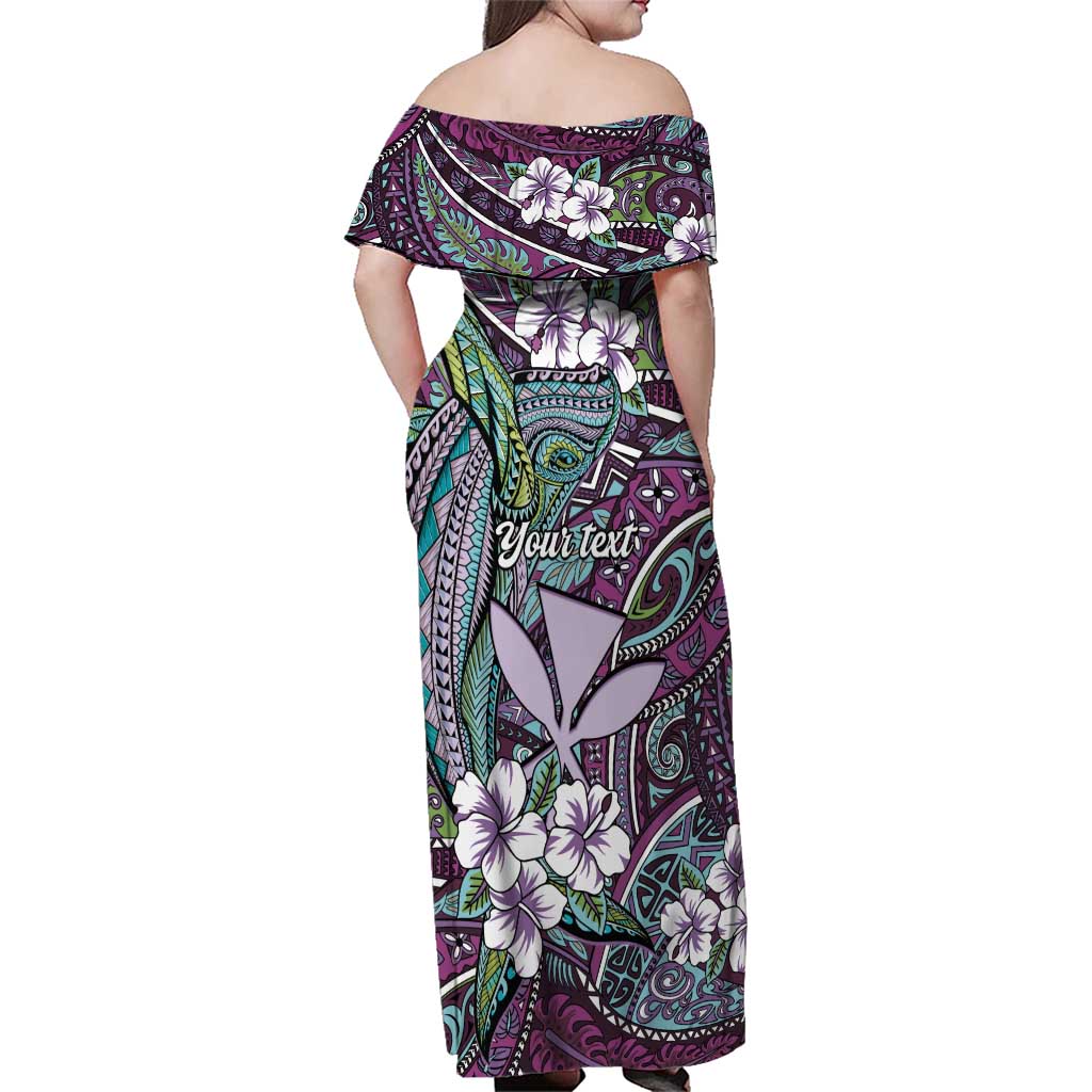 Personalised Hawaii Tribal Humpback Whale Family Matching Off Shoulder Maxi Dress and Hawaiian Shirt Poni Hibiscus Seamless Pattern LT9 - Polynesian Pride