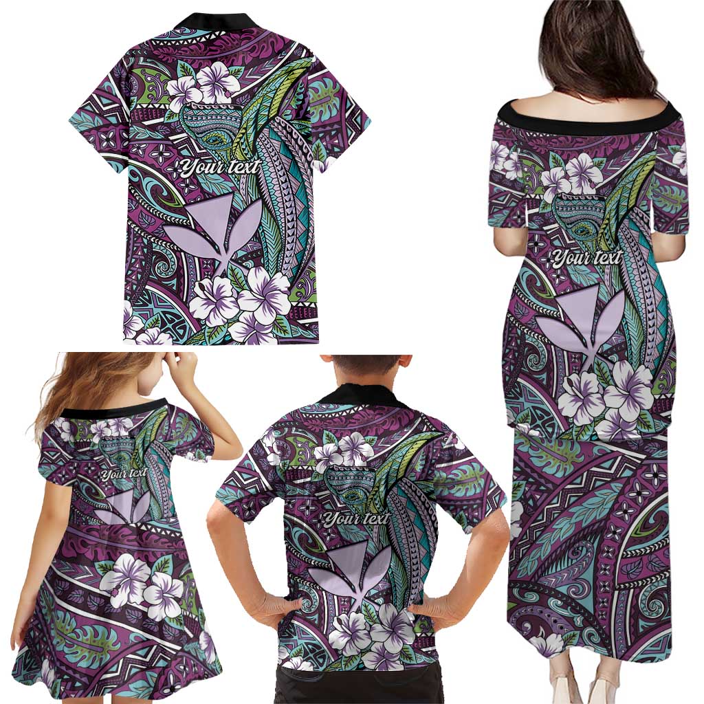 Personalised Hawaii Tribal Humpback Whale Family Matching Puletasi and Hawaiian Shirt Poni Hibiscus Seamless Pattern LT9 - Polynesian Pride