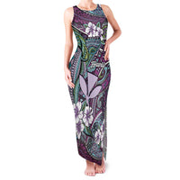 Personalised Hawaii Tribal Humpback Whale Family Matching Tank Maxi Dress and Hawaiian Shirt Poni Hibiscus Seamless Pattern LT9 Mom's Dress Purple - Polynesian Pride