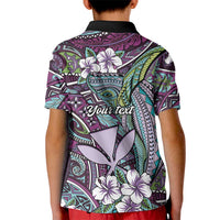 Personalised Hawaii Tribal Humpback Whale Kid Polo Shirt Poni Hibiscus Seamless Pattern