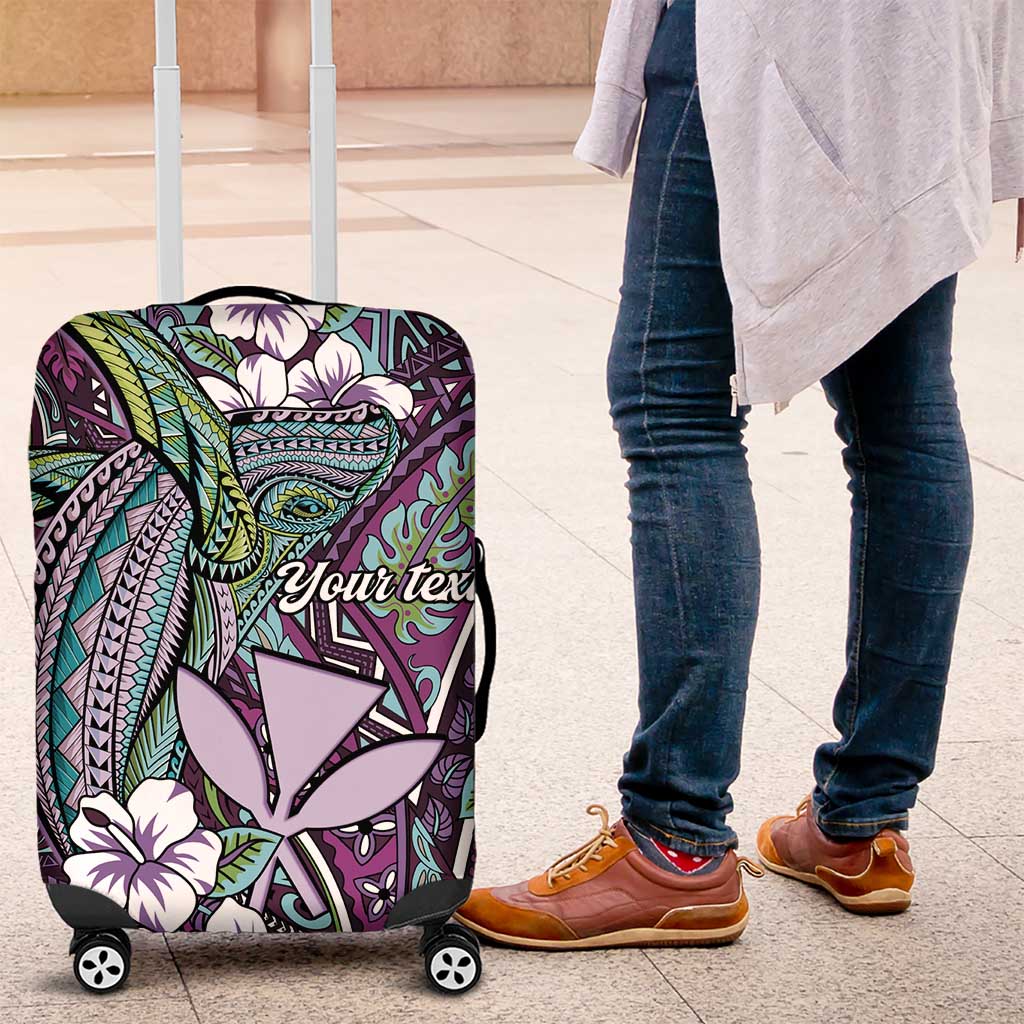 Personalised Hawaii Tribal Humpback Whale Luggage Cover Poni Hibiscus Seamless Pattern