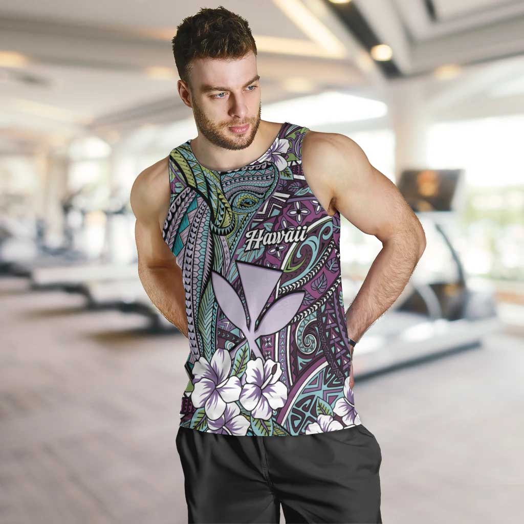 Personalised Hawaii Tribal Humpback Whale Men Tank Top Poni Hibiscus Seamless Pattern