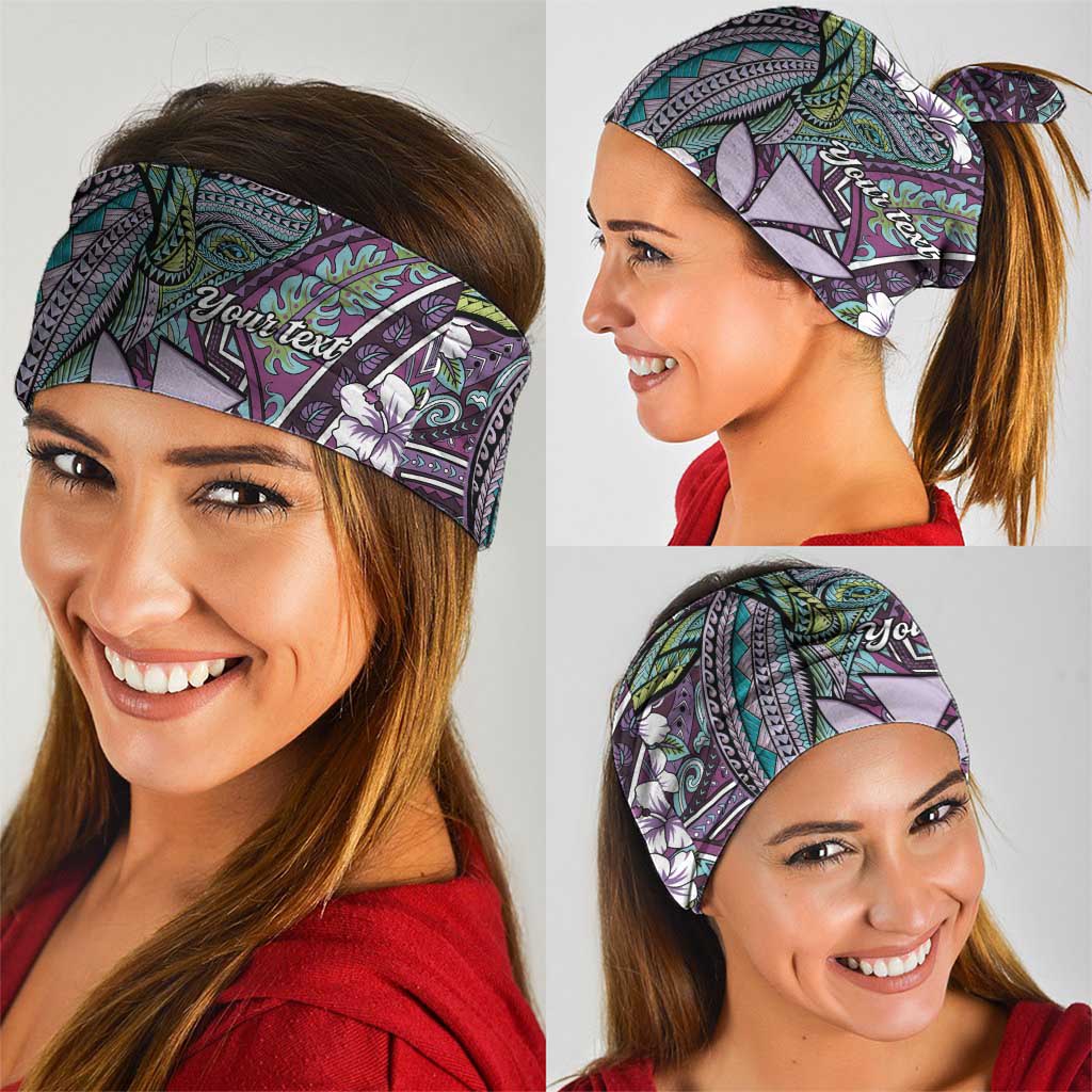 Personalised Hawaii Tribal Humpback Whale Neck Gaiter Poni Hibiscus Seamless Pattern