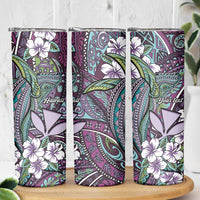 Personalised Hawaii Tribal Humpback Whale Skinny Tumbler Poni Hibiscus Seamless Pattern