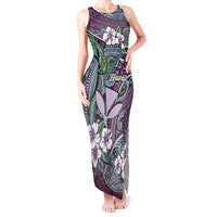 Personalised Hawaii Tribal Humpback Whale Tank Maxi Dress Poni Hibiscus Seamless Pattern LT9 Women Purple - Polynesian Pride