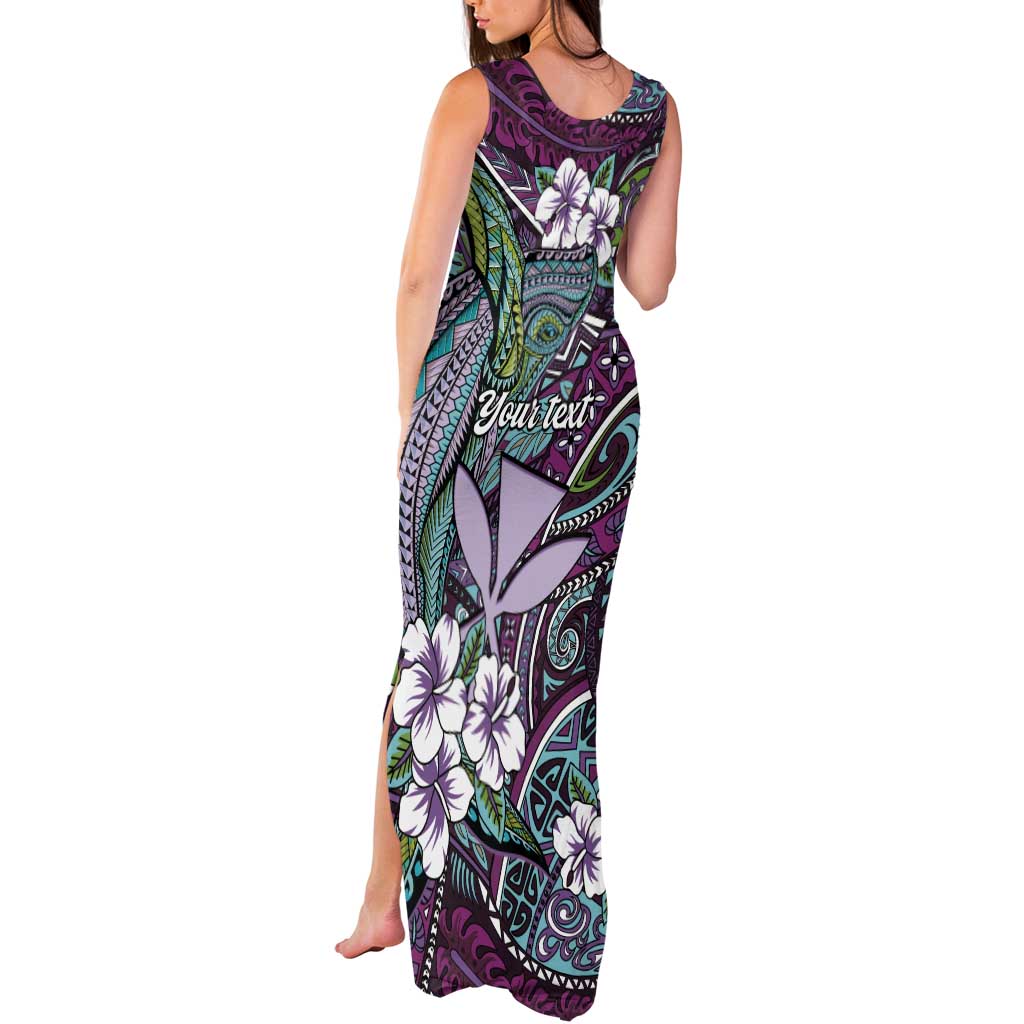 Personalised Hawaii Tribal Humpback Whale Tank Maxi Dress Poni Hibiscus Seamless Pattern LT9 - Polynesian Pride