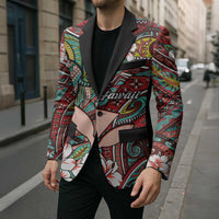 Personalised Hawaii Tribal Humpback Whale Blazer Ulaula Hibiscus Seamless Pattern
