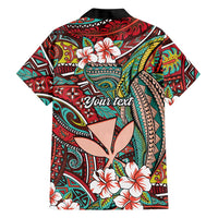 Personalised Hawaii Tribal Humpback Whale Family Matching Puletasi and Hawaiian Shirt Ulaula Hibiscus Seamless Pattern LT9 - Polynesian Pride