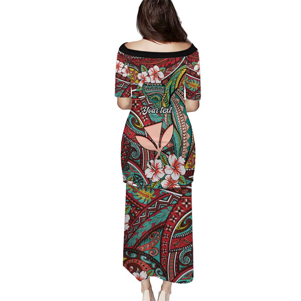 Personalised Hawaii Tribal Humpback Whale Family Matching Puletasi and Hawaiian Shirt Ulaula Hibiscus Seamless Pattern LT9 - Polynesian Pride