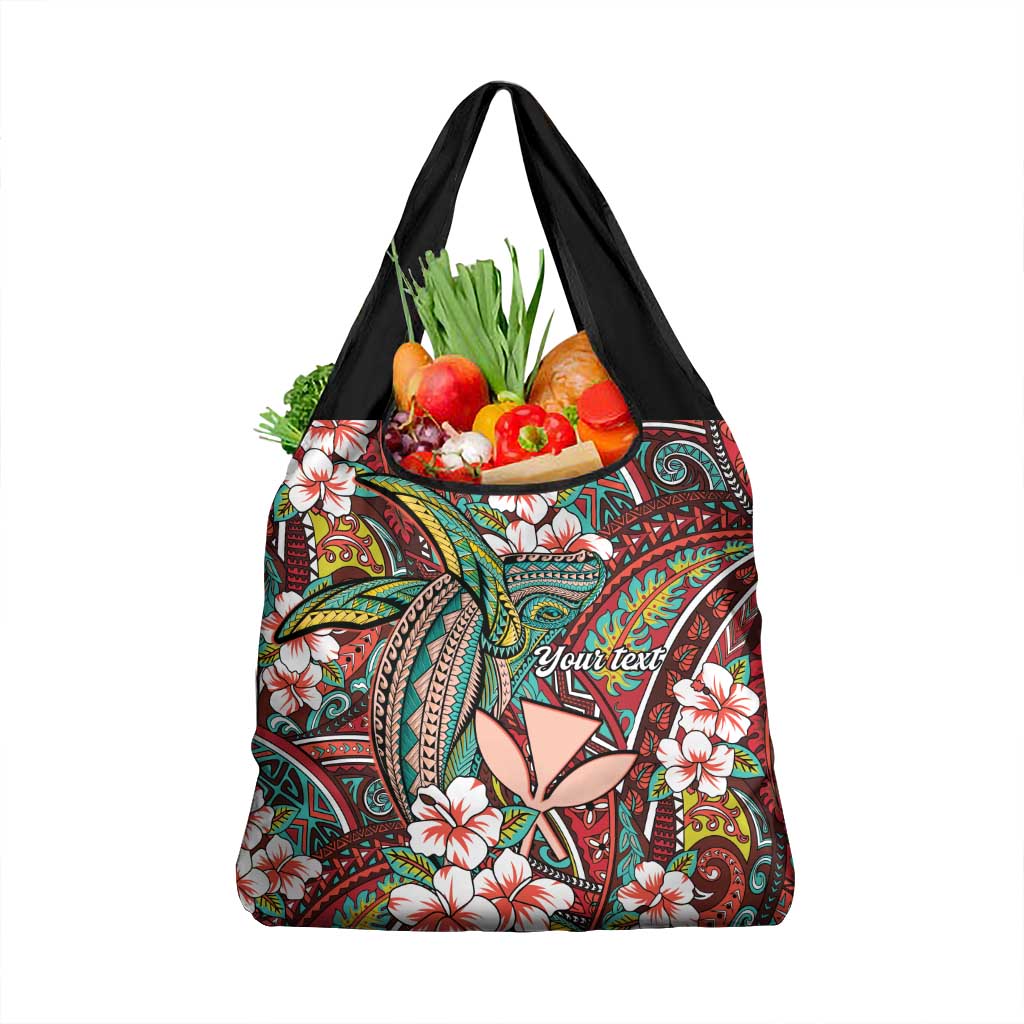 Personalised Hawaii Tribal Humpback Whale Grocery Bag Ulaula Hibiscus Seamless Pattern LT9 1-pack One Size Red - Polynesian Pride