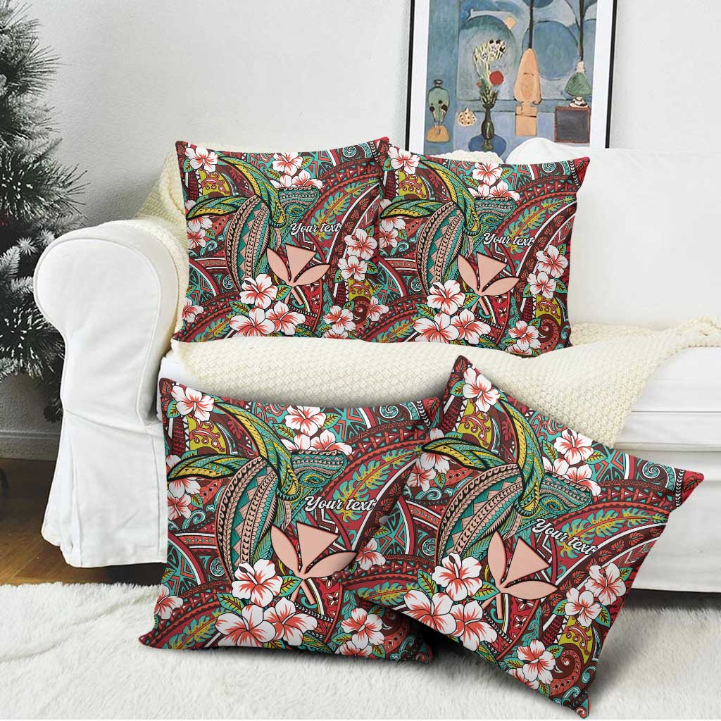 Personalised Hawaii Tribal Humpback Whale Pillow Cover Ulaula Hibiscus Seamless Pattern