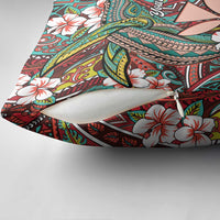 Personalised Hawaii Tribal Humpback Whale Pillow Cover Ulaula Hibiscus Seamless Pattern