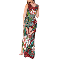 Personalised Hawaii Tribal Humpback Whale Tank Maxi Dress Ulaula Hibiscus Seamless Pattern