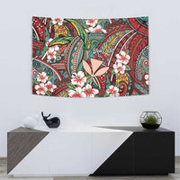 Personalised Hawaii Tribal Humpback Whale Tapestry Ulaula Hibiscus Seamless Pattern