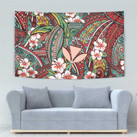 Personalised Hawaii Tribal Humpback Whale Tapestry Ulaula Hibiscus Seamless Pattern