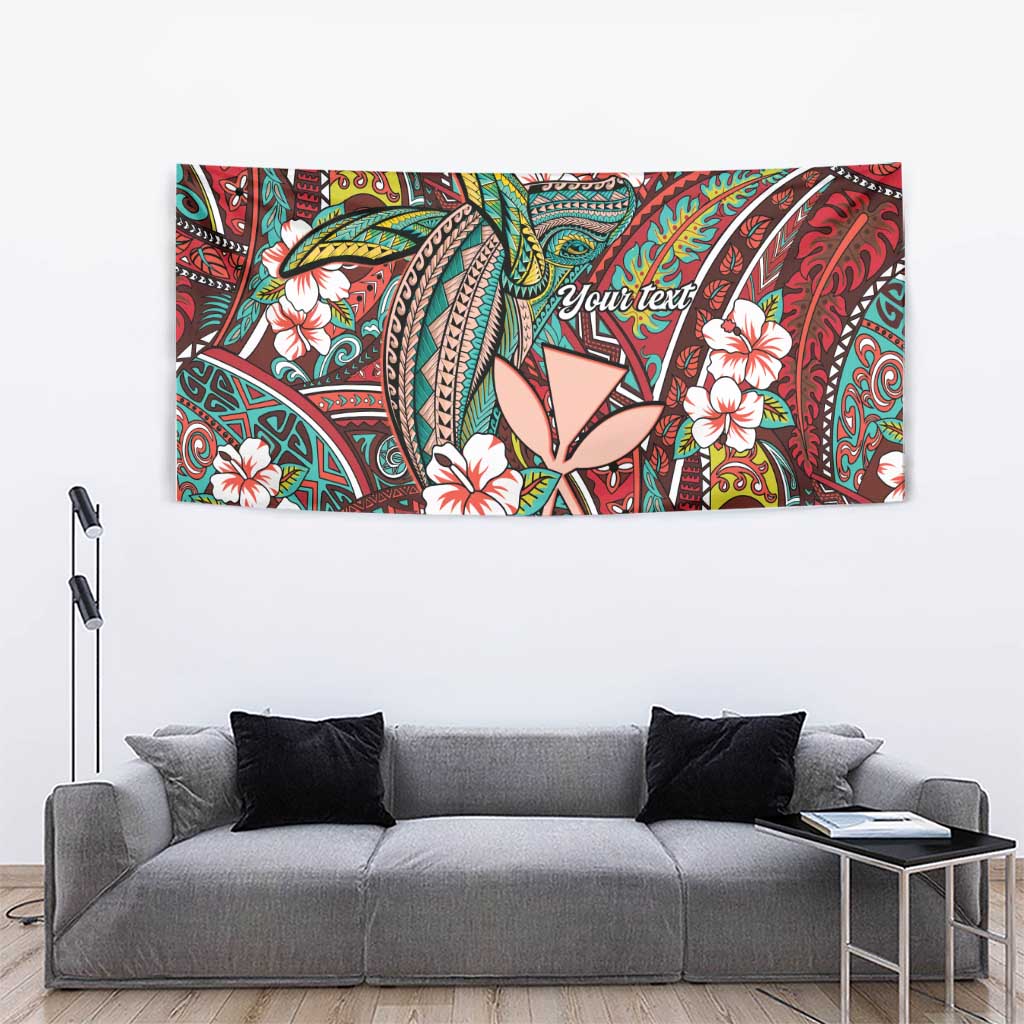 Personalised Hawaii Tribal Humpback Whale Tapestry Ulaula Hibiscus Seamless Pattern