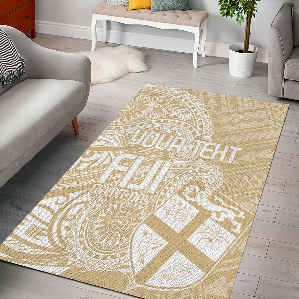 Custom Indo Fijians Area Rug Fiji ke Hindustani Polyneisan Paisley Beige Style LT9 - Polynesian Pride