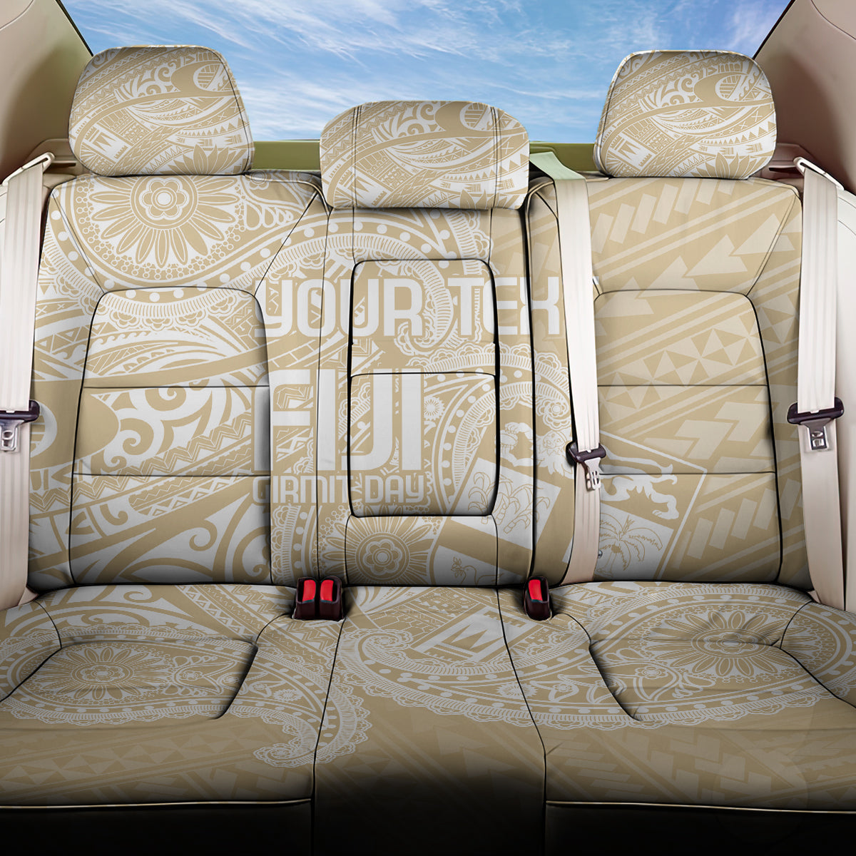 Custom Indo Fijians Back Car Seat Cover Fiji ke Hindustani Polyneisan Paisley Beige Style LT9 One Size Beige - Polynesian Pride