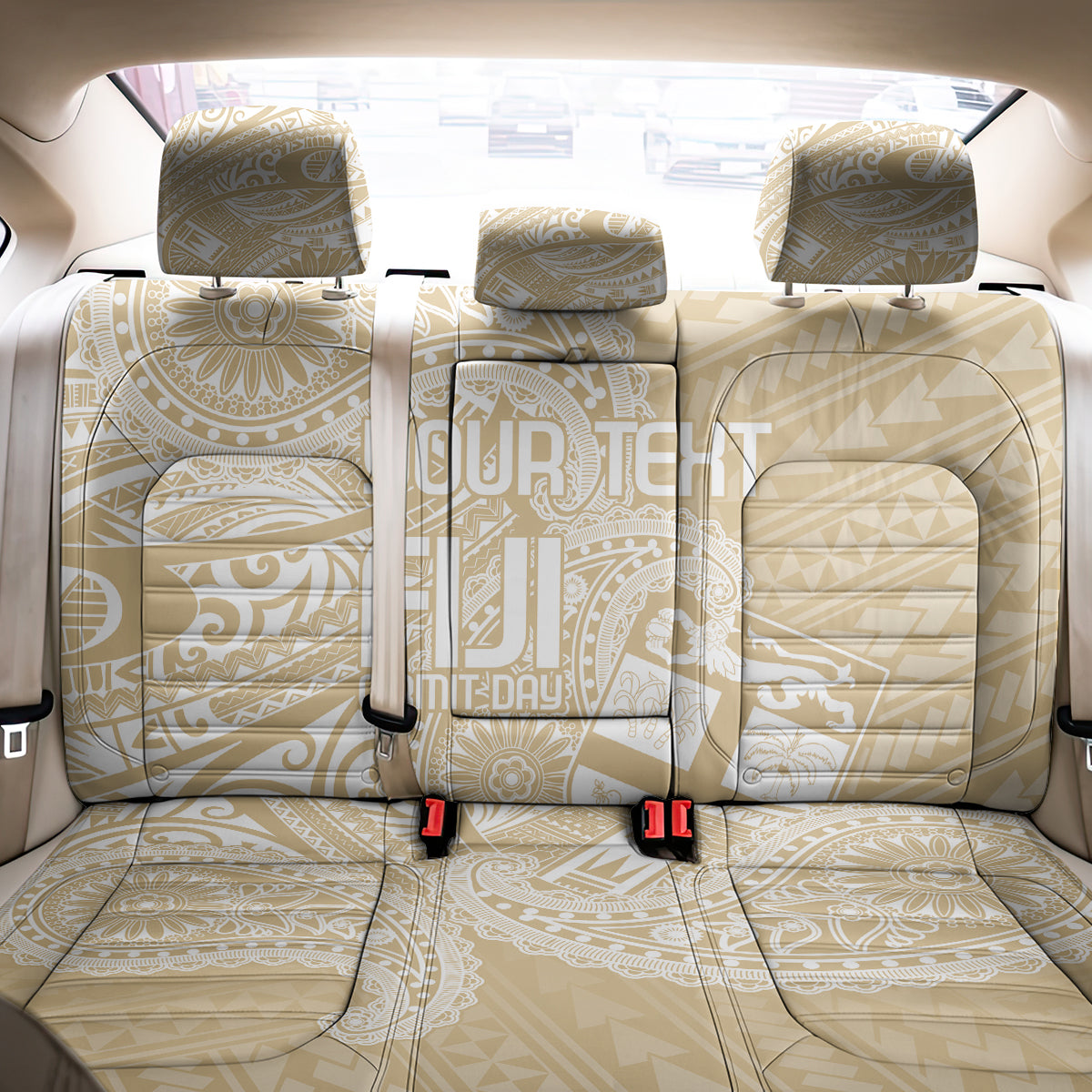 Custom Indo Fijians Back Car Seat Cover Fiji ke Hindustani Polyneisan Paisley Beige Style LT9 - Polynesian Pride