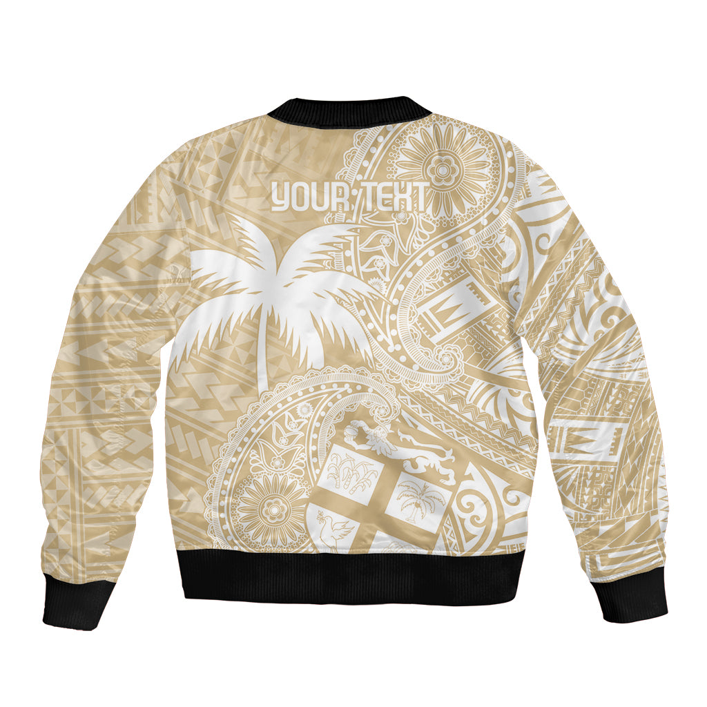 Custom Indo Fijians Bomber Jacket Fiji ke Hindustani Polyneisan Paisley Beige Style