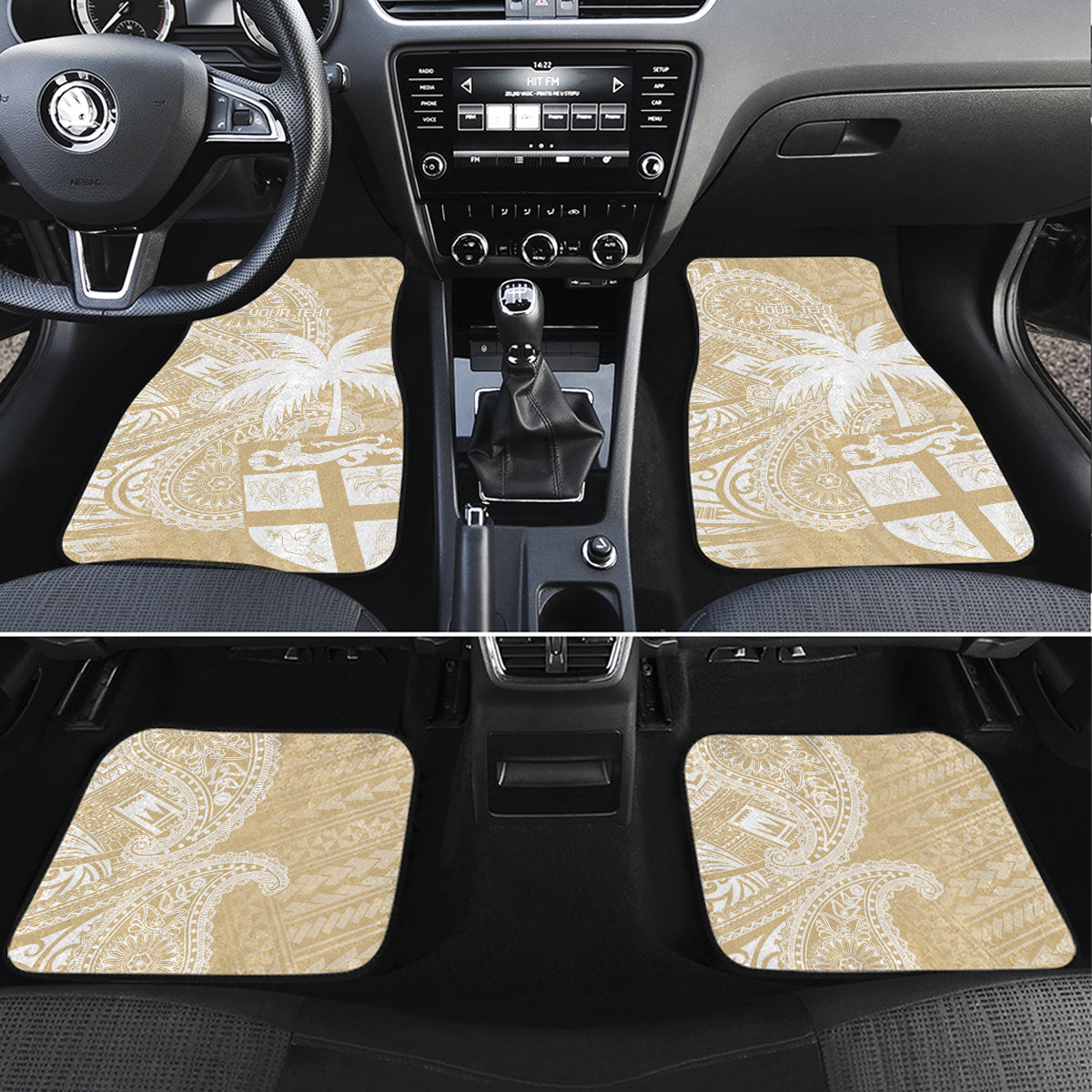 Custom Indo Fijians Car Mats Fiji ke Hindustani Polyneisan Paisley Beige Style LT9 Set 4pcs Beige - Polynesian Pride