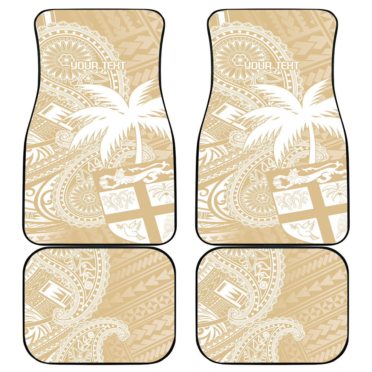 Custom Indo Fijians Car Mats Fiji ke Hindustani Polyneisan Paisley Beige Style LT9 - Polynesian Pride