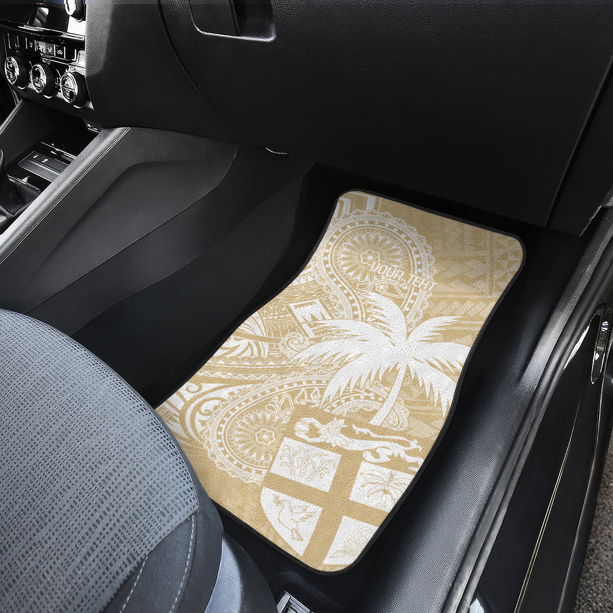 Custom Indo Fijians Car Mats Fiji ke Hindustani Polyneisan Paisley Beige Style LT9 - Polynesian Pride