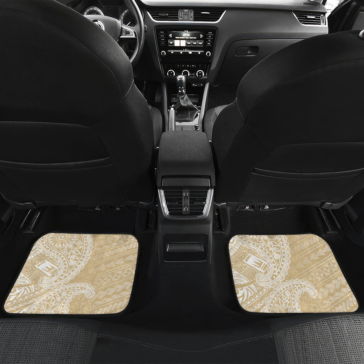 Custom Indo Fijians Car Mats Fiji ke Hindustani Polyneisan Paisley Beige Style LT9 Set 2pcs - Back Beige - Polynesian Pride