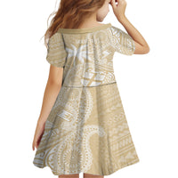 Custom Indo Fijians Family Matching Long Sleeve Bodycon Dress and Hawaiian Shirt Fiji ke Hindustani Polyneisan Paisley Beige Style LT9 - Polynesian Pride