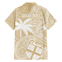 Custom Indo Fijians Family Matching Long Sleeve Bodycon Dress and Hawaiian Shirt Fiji ke Hindustani Polyneisan Paisley Beige Style LT9 - Polynesian Pride