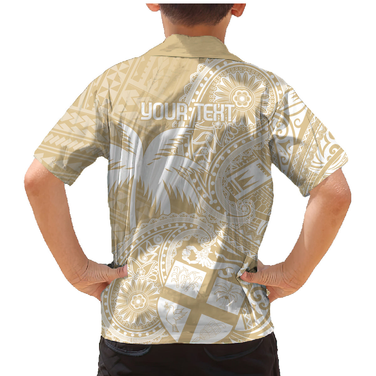 Custom Indo Fijians Family Matching Mermaid Dress and Hawaiian Shirt Fiji ke Hindustani Polyneisan Paisley Beige Style LT9 - Polynesian Pride