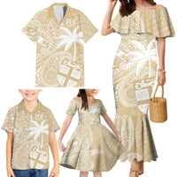 Custom Indo Fijians Family Matching Mermaid Dress and Hawaiian Shirt Fiji ke Hindustani Polyneisan Paisley Beige Style LT9 - Polynesian Pride