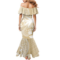 Custom Indo Fijians Family Matching Mermaid Dress and Hawaiian Shirt Fiji ke Hindustani Polyneisan Paisley Beige Style LT9 - Polynesian Pride