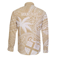 Custom Indo Fijians Family Matching Off Shoulder Short Dress and Hawaiian Shirt Fiji ke Hindustani Polyneisan Paisley Beige Style LT9 - Polynesian Pride